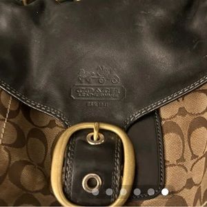 Vintage classic Coach signature, purse, leather, and brass fixtures
